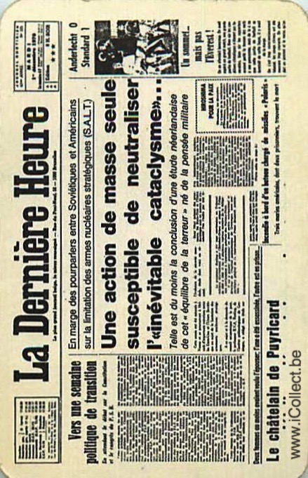 Single Swap Playing Cards Newspaper La Derniere Heure (PS19-42F)