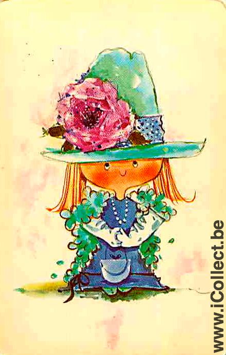 Single Playing Cards People Child Girl with Hat (PS07-03D)