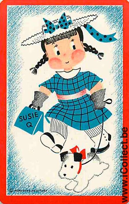Single Playing Cards People Little Girl & Dog (PS14-53B)