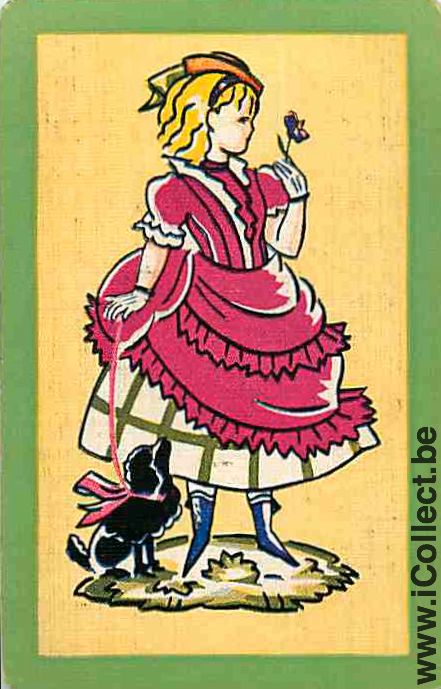 Single Playing Cards People Little Girl & Dog (PS14-53E)