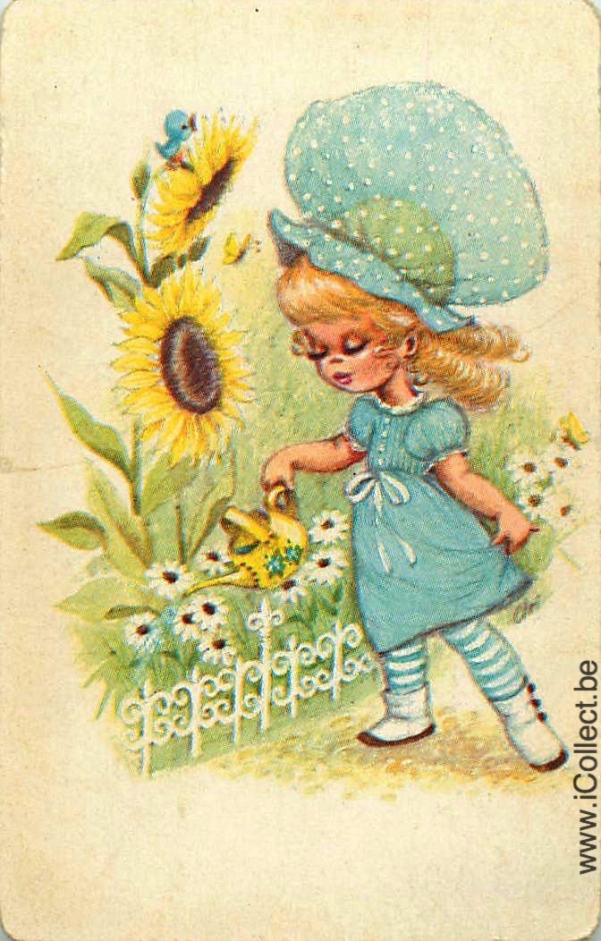 Single Swap Playing Cards People Girl and Flowers (PS16-10I)