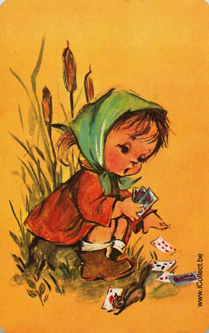 Single Swap Playing Cards People Little Girl & Squirel (PS07-40C - Click Image to Close