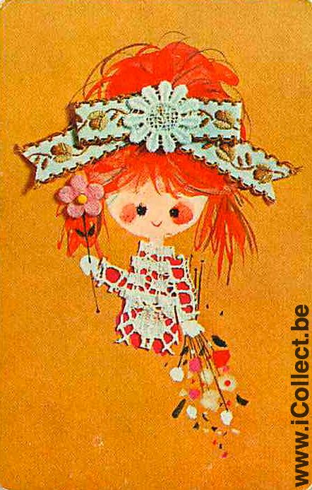 Single Playing Cards People Little Girl & Flower (PS14-51C)