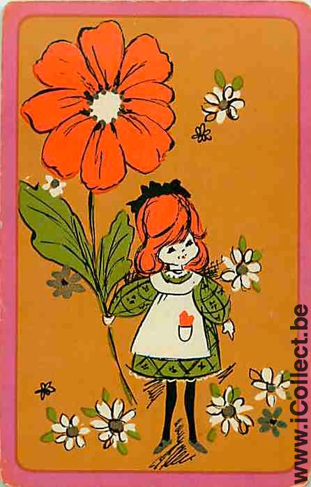 Single Playing Cards People Little Girl & Flower (PS14-51F) - Click Image to Close