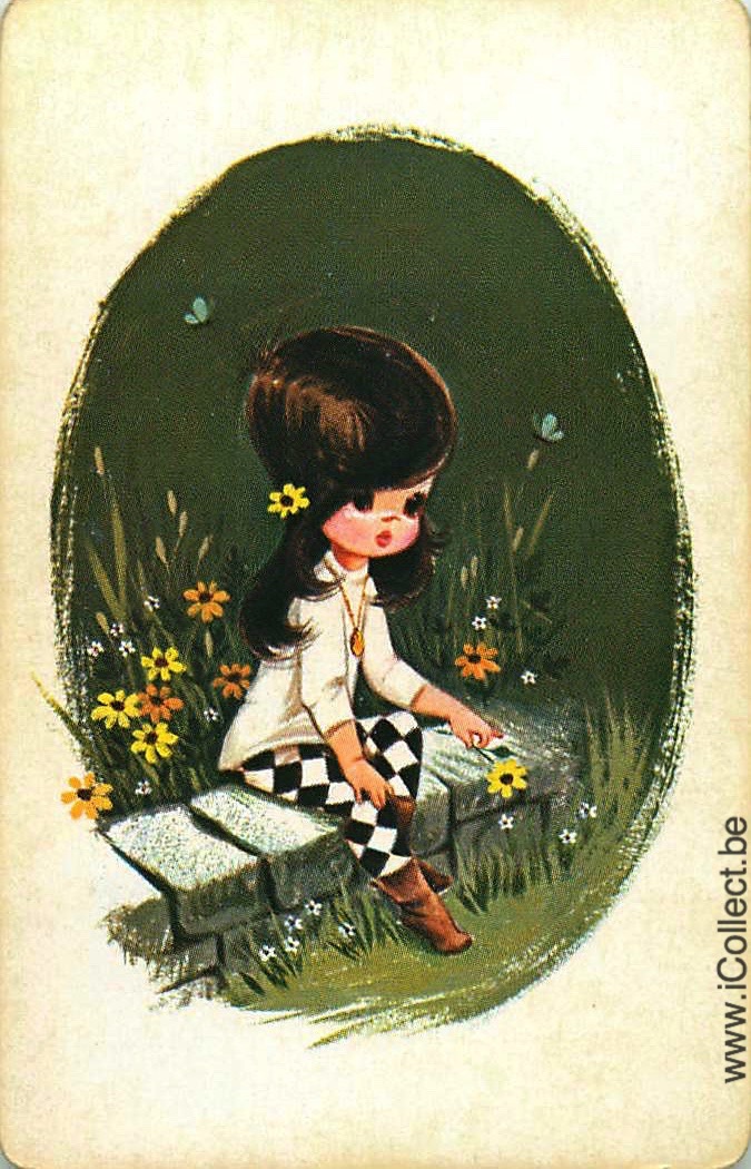 Single Swap Playing Cards People Girl and Flowers (PS16-15A)