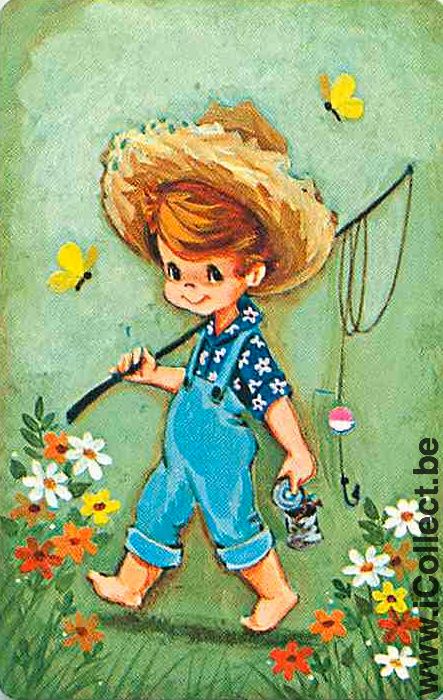 Single Playing Cards People Child Fisherman Kid (PS13-08C)