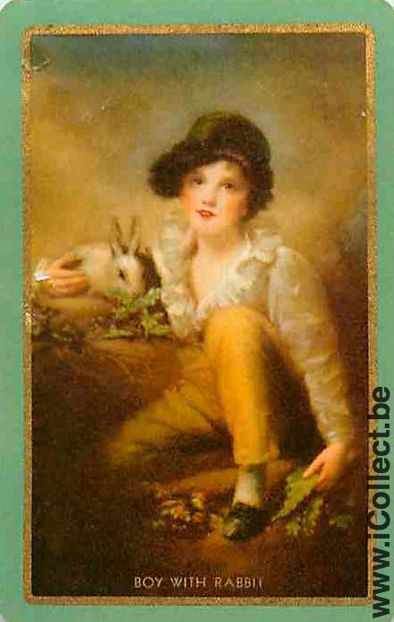 Single Playing Cards People Boy with Rabbit (PS14-55C) - Click Image to Close