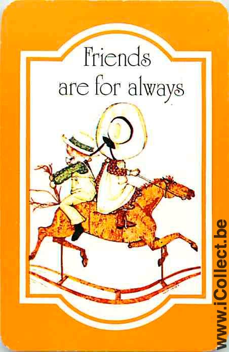 Single Playing Cards People Boy & Girl Kids Horse (PS14-41I) - Click Image to Close