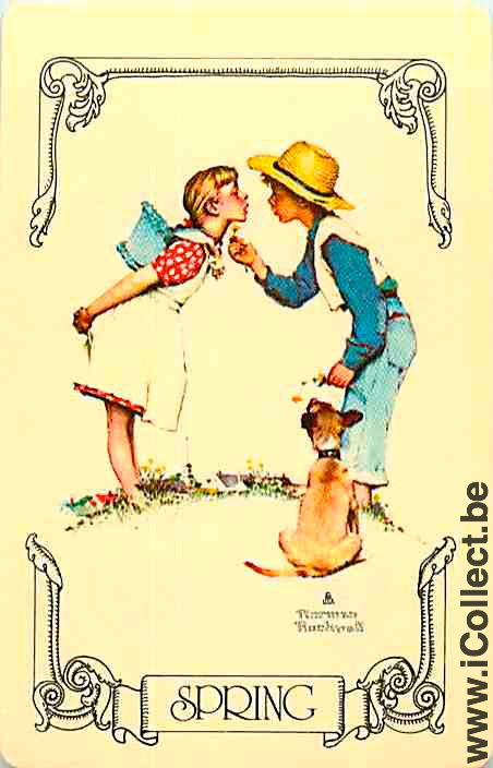 Single Playing Cards People Norman Rockwell Spring (PS07-17F)