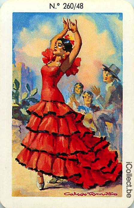 Single Playing Cards People Woman Flamenco Dancer (PS11-38E) - Click Image to Close