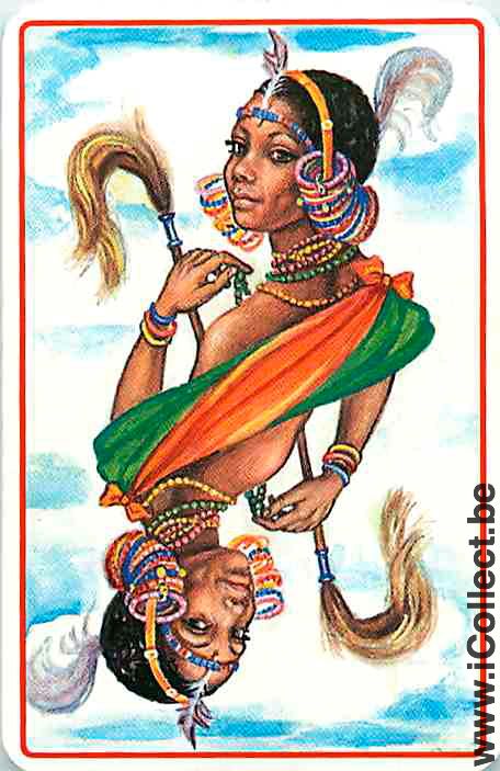 Single Playing Cards People Black Woman (PS07-25F) - Click Image to Close