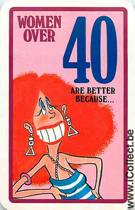 Single Playing Cards People Fun Woman Over 40 (PS07-34D)