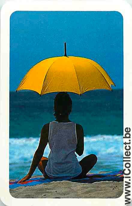 Single Swap Playing Cards Woman Yellow Umbrella (PS02-57I)
