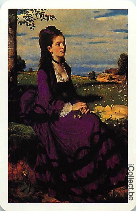Single Playing Cards People Woman Sit-Down (PS13-09E) - Click Image to Close