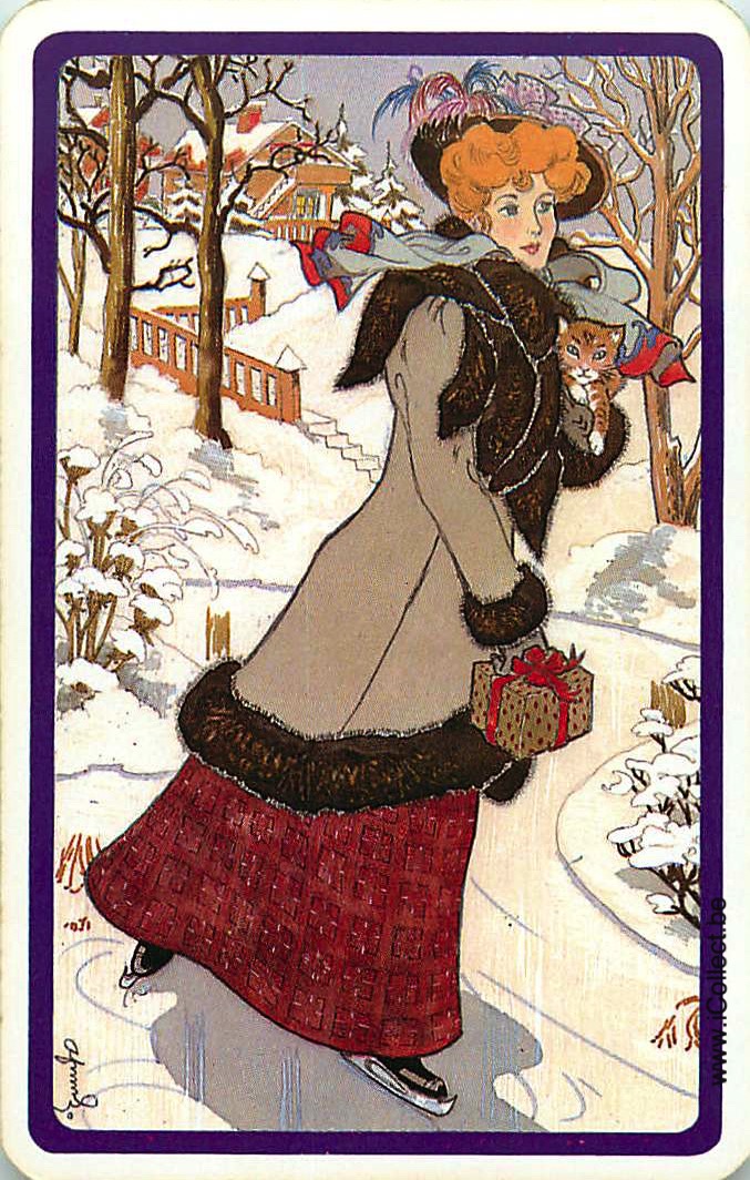 Single Swap Playing Cards People Woman Skating (PS22-59G)