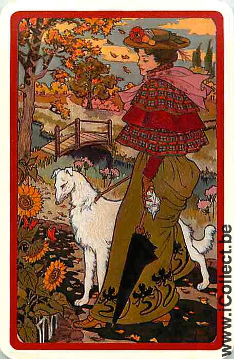 Single Swap Playing Cards People Woman with Dog (PS09-60A)