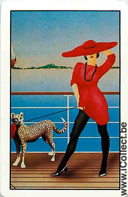 Single Swap Playing Cards People Woman with Tiger (PS11-37D)