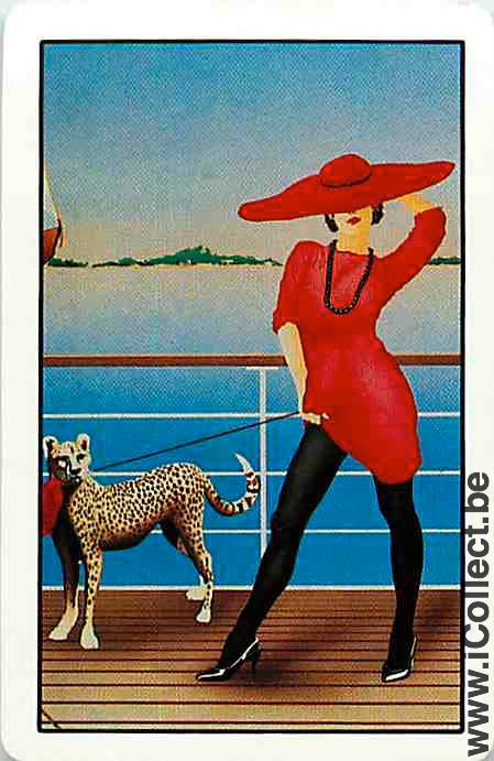 Single Swap Playing Cards People Woman with Tiger (PS11-37D) - Click Image to Close