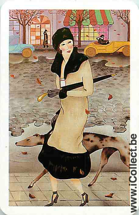 Single Swap Playing Cards People Woman with Dog (PS15-27H)