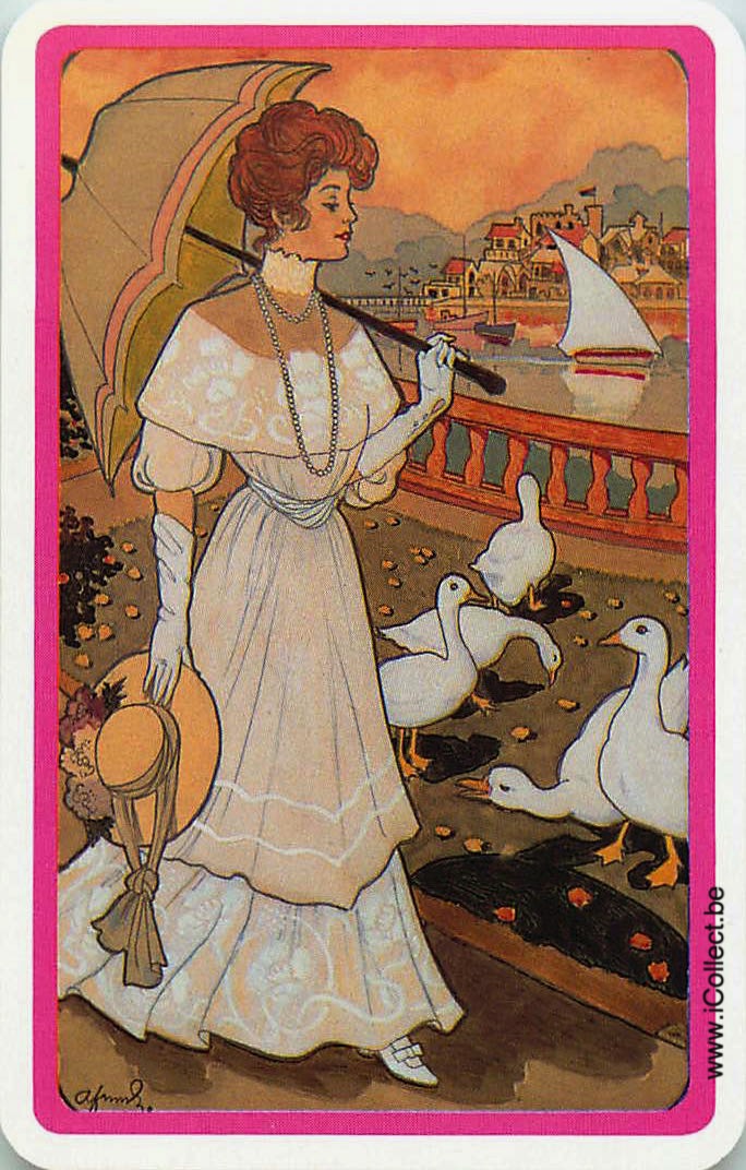 Single Swap Playing Cards People Woman & Ducks (PS24-06G) - Click Image to Close
