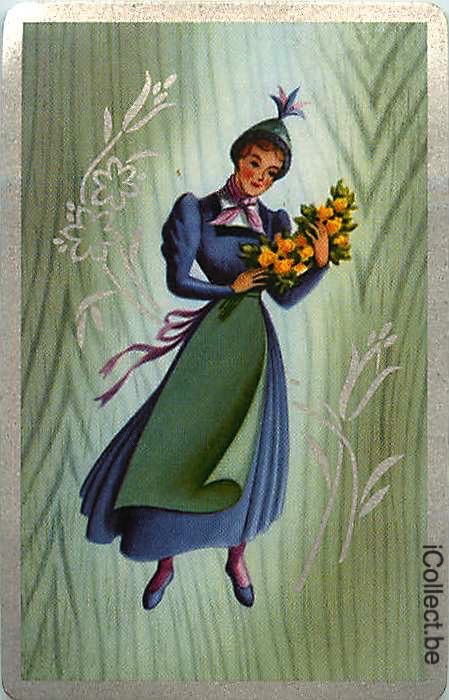 Single Swap Playing Cards People Woman Hat & Flowers (PS13-23H) - Click Image to Close