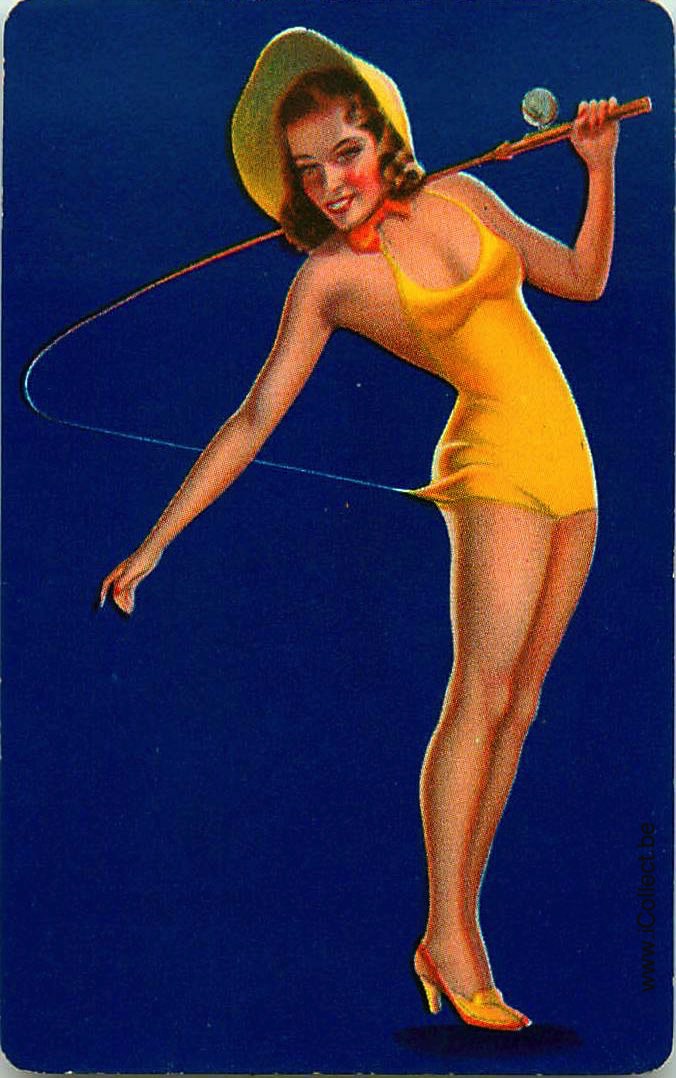 Single Swap Playing Cards People Pin-Up Fishing (PS15-34F) - Click Image to Close