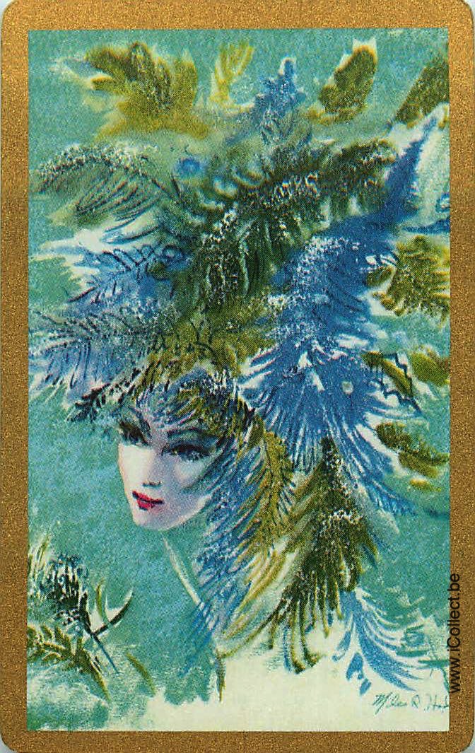 Single Swap Playing Cards People Woman Flowers Hat (PS11-21D)
