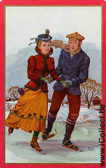 Single Playing Cards Sport Skating Couple (PS07-06G)