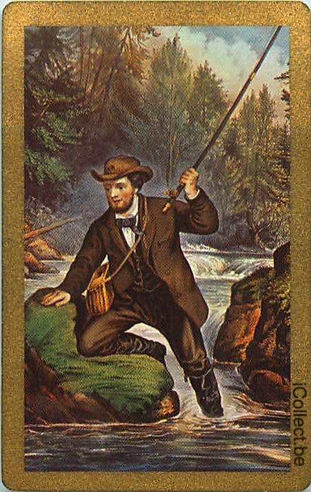 Single Playing Cards Sport Fishing Fisherman (PS10-47H) - Click Image to Close